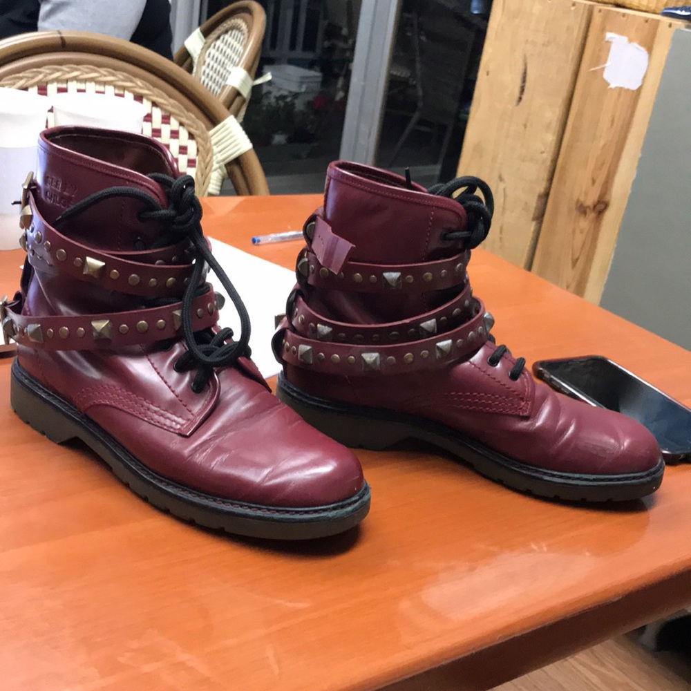 See by Chloe burgundy combat boots